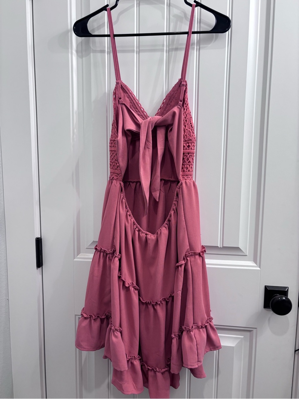 Pink Lace-Top Tiered Midi Dress - Picture 3 of 5
